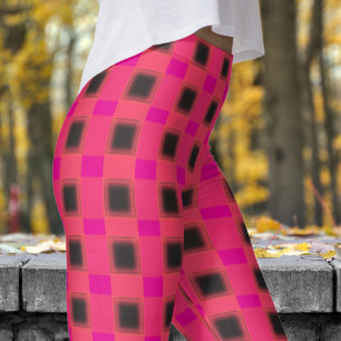 Klassiek zwart en hot pink check patroon leggings