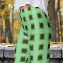 Klassiek zwart en lichtgroen Blauwgroen controlepa Leggings