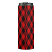 Klassiek zwart en rood diamanten patroon thermosbeker (Achterkant)