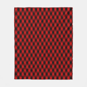 Klassiek zwart en rood diamantpatroon fleece deken