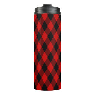 Klassiek zwart en rood diamantpatroon thermosbeker