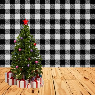 Klassiek zwart en wit Buffel Plaid Behang
