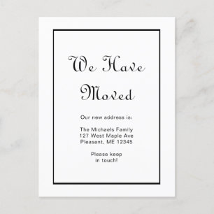 Klassiek zwart en wit we zijn verhuisd briefkaart