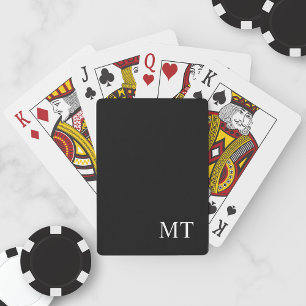 Klassiek zwart gepersonaliseerd monogram pokerkaarten