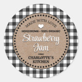 Klassiek zwart Gingham Canning Jar Label (Voorkant)