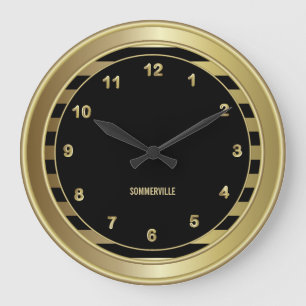 Klassiek zwart & goud gestreept grote klok