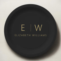 Klassiek zwart goud minimalistisch zwart monogram