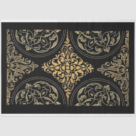 Klassiek zwart & goud sierweefselpapier tissuepapier (Voorkant)