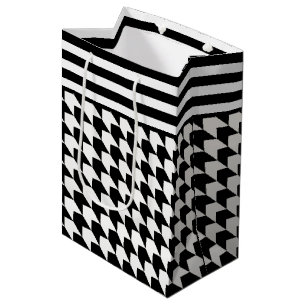 Klassiek zwart houndstooth patroon medium cadeauzakje