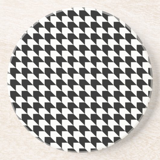 Klassiek zwart houndstooth patroon zandsteen onderzetter (Voorkant)