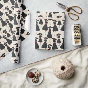Klassiek zwart jurkje Couture modepatroon Cadeaupapier