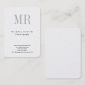 Klassiek zwart monogram grijs witte minimumplaat visitekaartje (Voorkant / Achterkant)