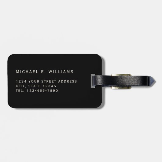 Klassiek zwart Pset Patroon met Monogram Bagagelabel (Achterkant horizontaal)