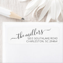 Klassiek zwart Script Return Address Label