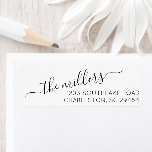 Klassiek zwart Script Return Address Label (Insitu)