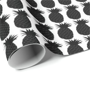 Klassiek zwart-wit anananassolpatroon cadeaupapier