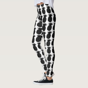 Klassiek zwart-wit anananassolpatroon leggings