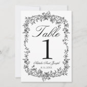 Klassiek zwart-wit bloemmotief tafelnummer voor tr (Voorkant)