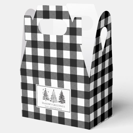 Klassiek zwart-wit Buffalo geruit Kerstmis Bedankdoosjes (Geopend)