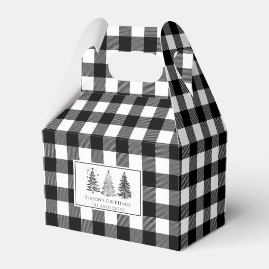 Klassiek zwart-wit Buffalo geruit Kerstmis Bedankdoosjes (Voorkant Zijde)
