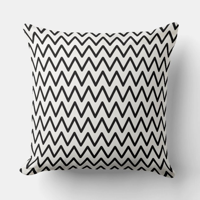 Klassiek zwart-wit Chevron Sierkussen (Voorkant)