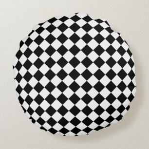 Klassiek zwart-wit chevronpatroon rond kussen