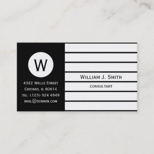 Klassiek Zwart Wit Elegant Monogram Visitekaartje