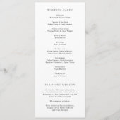 Klassiek zwart-wit elegante bruiloft programma (Achterkant)