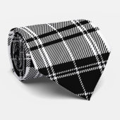 Klassiek zwart, wit en grijs Tartan Plaid Stropdas (Opgerold)