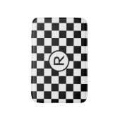 Klassiek zwart-wit geruit patroon Monogram Badmat (Voorkant Verticaal)