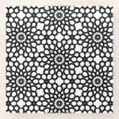 Klassiek zwart-wit glazen onderzetter (Voorkant)