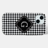 Klassiek zwart-wit houndstooth met monogram Case-Mate iPhone case (Achterkant (horizontaal))