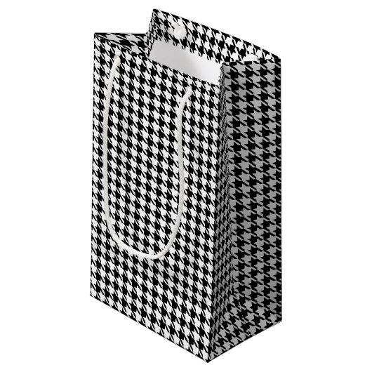 Klassiek zwart-wit Houndstooth Pattern Klein Cadeauzakje (Voorkant Gekanteld)