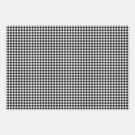 Klassiek zwart-wit-houndstoothatroon inpakpapier vel