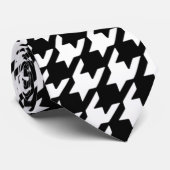 Klassiek zwart-wit-houndstoothatroon stropdas (Opgerold)