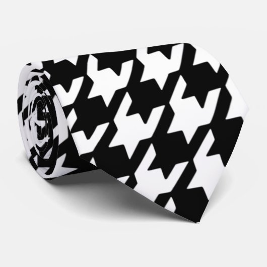 Klassiek zwart-wit-houndstoothatroon stropdas (Opgerold)