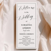 Klassiek zwart wit kalligrafie bruiloft programma