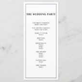 Klassiek zwart wit kalligrafie bruiloft programma (Achterkant)