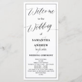 Klassiek zwart wit kalligrafie bruiloft programma (Voorkant)