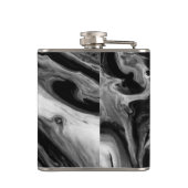 Klassiek zwart-wit marmer met monogram heupfles (Achterkant)