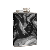 Klassiek zwart-wit marmeren monogram heupfles (Rechts)