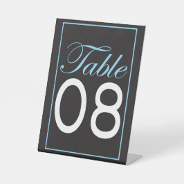 Klassiek zwart & wit met lichtblauwe trimtafel # reclamebord met voetstuk