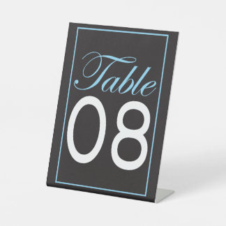 Klassiek zwart & wit met lichtblauwe trimtafel # reclamebord met voetstuk