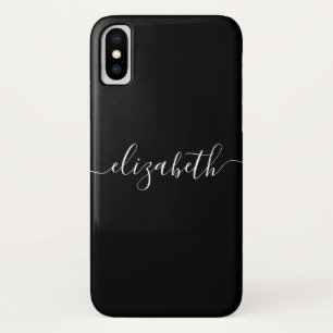 Klassiek Zwart Wit Modern Elegant Chic Script iPhone X Hoesje
