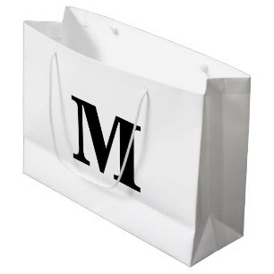 Klassiek zwart-wit modern lettermonogram groot cadeauzakje