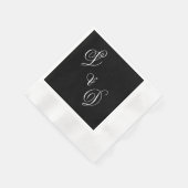 Klassiek zwart wit monogram bruiloft servet (Hoek)