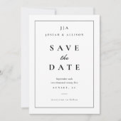 Klassiek zwart-wit monogram save the date (Voorkant)