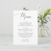 Klassiek zwart-wit schoon script bruiloft diner menu (Staand voorkant)