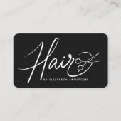 Klassiek zwart-wit script Haarstylist Visitekaartje (Voorkant)