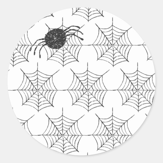 Klassiek zwart wit spinnenweb Halloween Party Ronde Sticker (Voorkant)